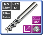 High Perf 3 Flute Corner Rad End Mills for Aluminium Ultra Polished