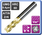 Carbide End Mills for Titanium and HRSA 4 Flute AlTiN-ZrN Coated