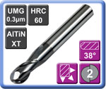 2 Flute Ball Nose End Mills for Stainless and HRSA AlTiN-XT Coated