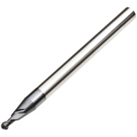 SB2-04020050 2 Flute Ball Nose Carbide End Mill for Stainless and HRSA 2mm Diameter AlTiN-XT Coated 60HRC